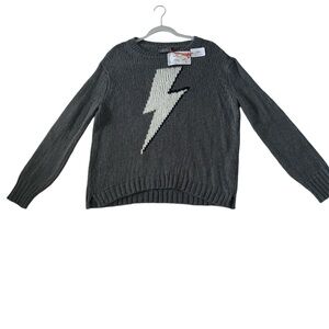 Wooden Ships Gunmetal Lightening Bolt Crew Neck Oversized Sweater. Size: S/M.